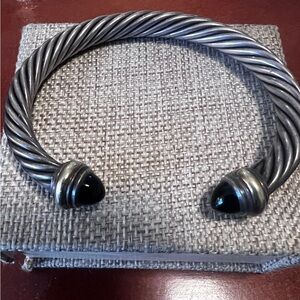 David Yurman cable twist with 14k gold accent and black onyx bracelet